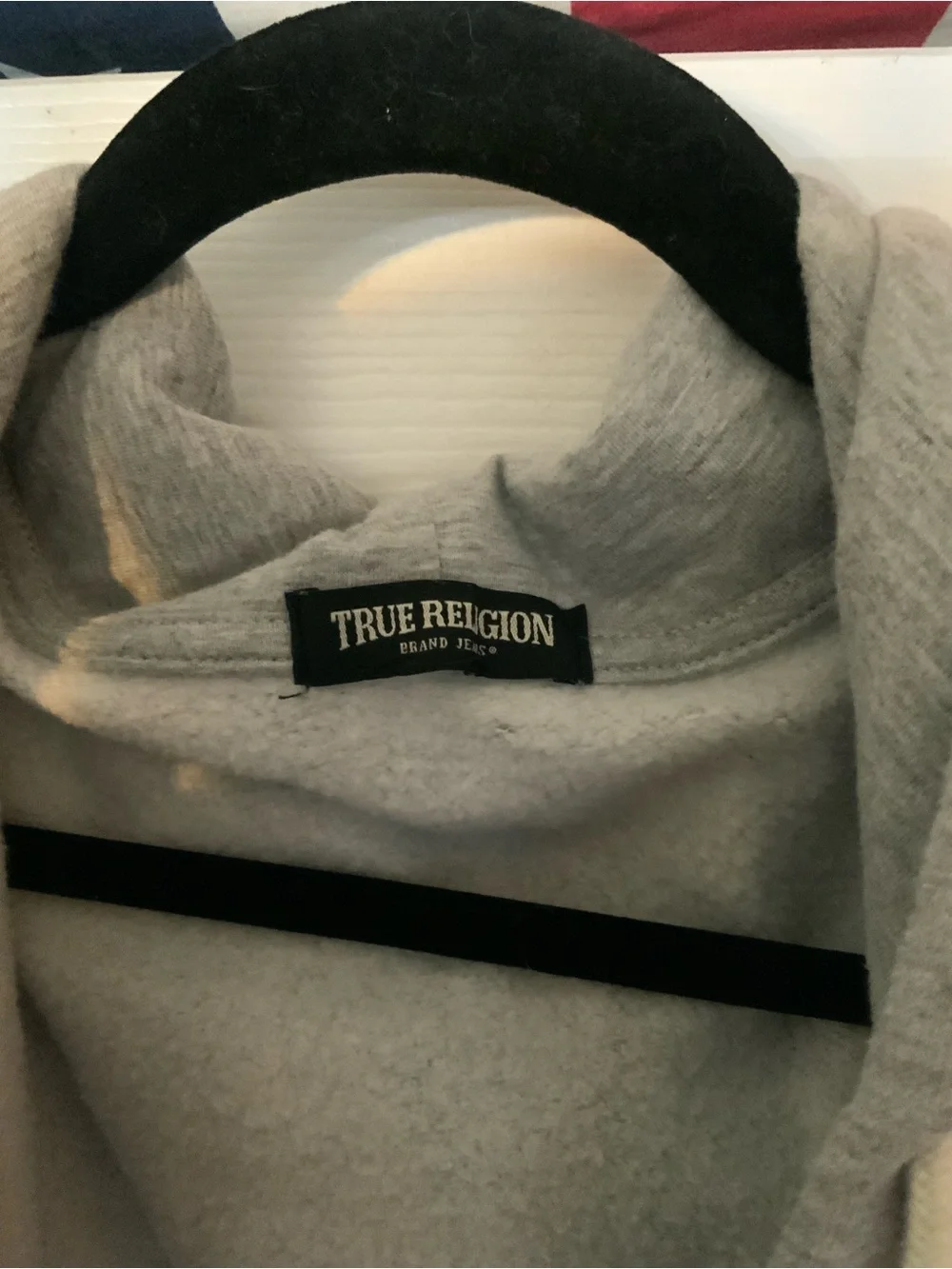 True Religion Gray Hooded Sweatshirt with Label
